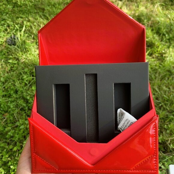 YSL Yves Saint Laurent Red Chevron Quilted Clutch Limited Edition - Picture 8 of 16